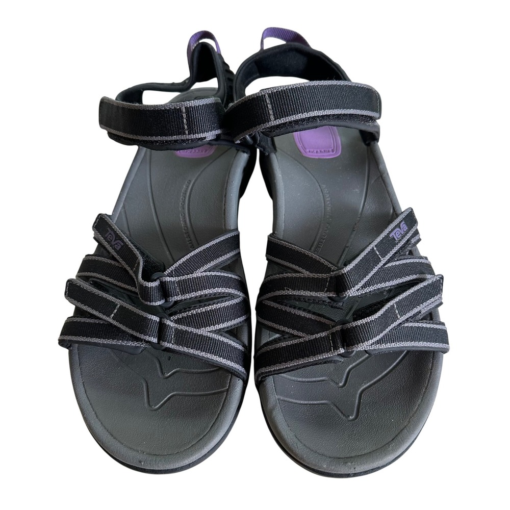 Teva Tirra Black Grey Purple Strappy Hiking Sandals 4266 Womens 10